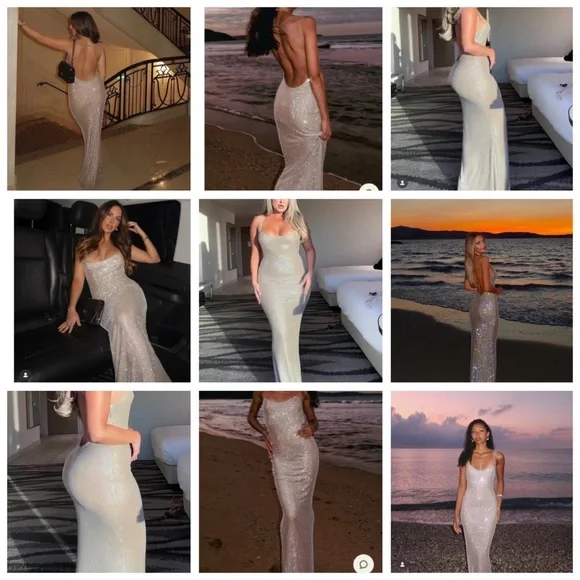 Meshki Jasmyn Hot Fix Dress in Nude, new - Picture 3 of 15